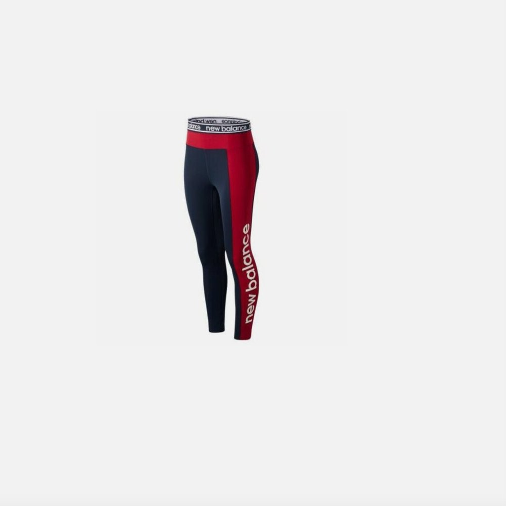 NWT New Balance Women's Relentless High Rise Blue Red White 7/8 Leggings XS